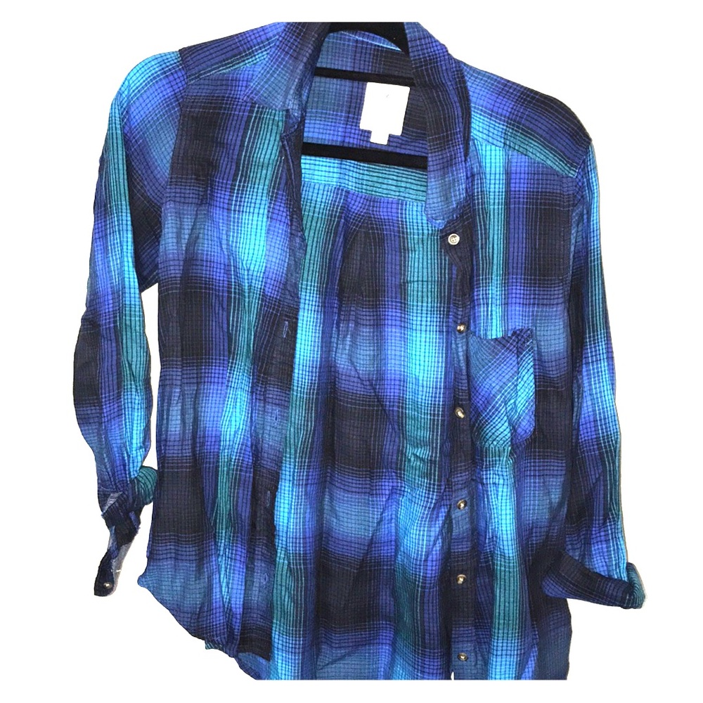 Blue plaid shirt